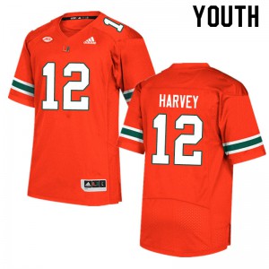 Youth Miami Hurricanes #12 Jahfari Harvey Orange Stitched Jersey 394952-571