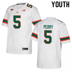 Youth University of Miami #5 N'Kosi Perry White High School Jerseys 850415-400