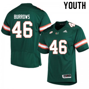 Youth Miami Hurricanes #46 Suleman Burrows Green Official Jersey 149973-796