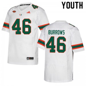 Youth University of Miami #46 Suleman Burrows White Stitched Jersey 598347-724