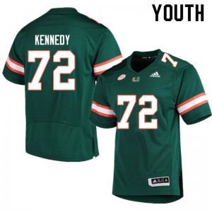Youth Miami Hurricanes #72 Tommy Kennedy Green Player Jersey 995394-693