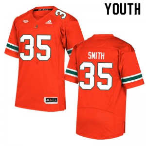 Youth Miami Hurricanes #35 Zac Smith Orange Official Jerseys 550621-711