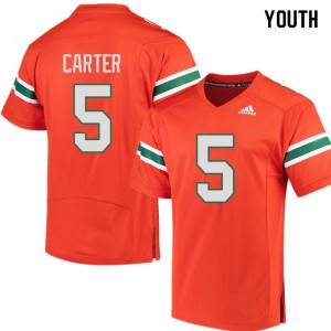 Youth Miami Hurricanes #5 Amari Carter Orange Embroidery Jersey 746289-113