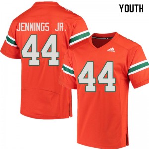 Youth Miami Hurricanes #44 Bradley Jennings Jr. Orange Official Jerseys 179154-303