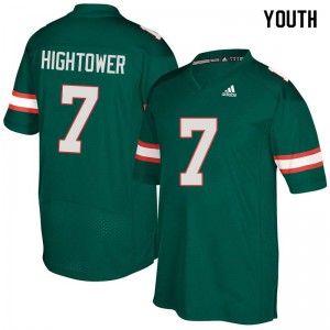 Youth University of Miami #7 Brian Hightower Green Football Jerseys 568194-470