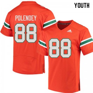 Youth Miami Hurricanes #88 Brian Polendey Orange Alumni Jersey 277347-451