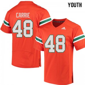 Youth Hurricanes #48 Calvin Carrie Orange College Jerseys 922313-306