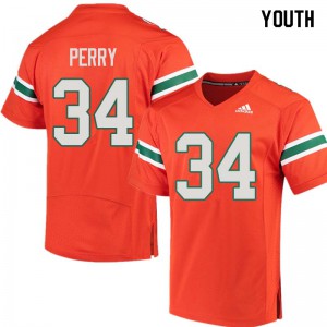 Youth Miami #34 Charles Perry Orange Official Jerseys 954114-783