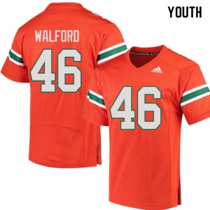 Youth Miami Hurricanes #46 Clive Walford Orange High School Jersey 302487-219