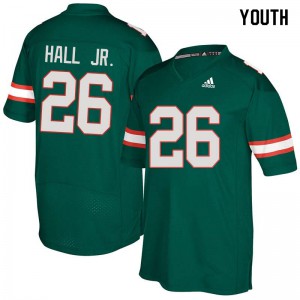 Youth Miami Hurricanes #26 Gurvan Hall Jr. Green Alumni Jerseys 773917-286