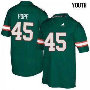 Youth Miami #45 Jack Pope Green Stitched Jerseys 164589-711