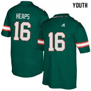 Youth Miami #16 Jake Heaps Green Player Jersey 322623-660