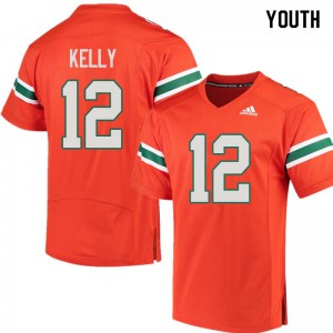 Youth Miami #12 Jim Kelly Orange NCAA Jerseys 853227-827