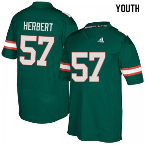 Youth Hurricanes #57 Kai-Leon Herbert Green Stitch Jerseys 311170-186