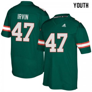 Youth University of Miami #47 Michael Irvin Green Stitch Jerseys 572792-214