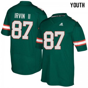 Youth University of Miami #87 Michael Irvin II Green High School Jerseys 423995-274