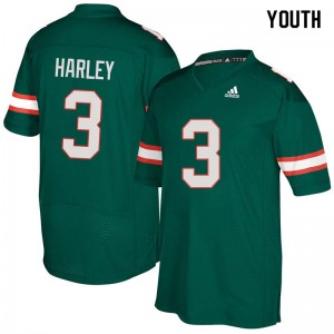 Youth Miami #3 Mike Harley Green College Jerseys 464878-807