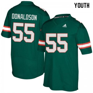 Youth Miami Hurricanes #55 Navaughn Donaldson Green Official Jersey 919546-962