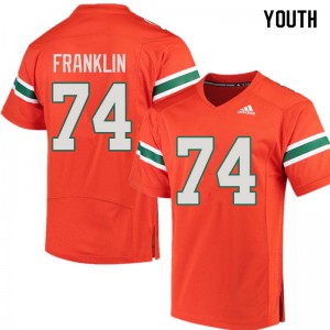 Youth University of Miami #74 Orlando Franklin Orange Stitched Jerseys 704330-359