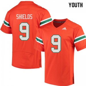 Youth Miami Hurricanes #9 Sam Shields Orange College Jersey 493031-777