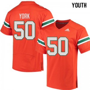 Youth Hurricanes #50 Sam York Orange Stitch Jersey 402617-333