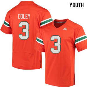 Youth Miami #3 Stacy Coley Orange NCAA Jersey 906811-413