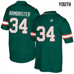 Youth Miami #34 Thurston Armbrister Green High School Jersey 768310-662