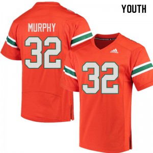 Youth Miami #32 Tyler Murphy Orange College Jersey 337887-524