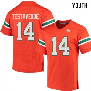 Youth Miami #14 Vinny Testaverde Orange Embroidery Jerseys 616090-563