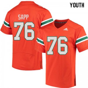 Youth Miami Hurricanes #76 Warren Sapp Orange Football Jersey 375870-795