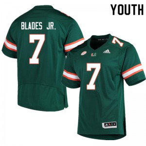 Youth Miami Hurricanes #7 Al Blades Jr. Green Stitched Jerseys 839625-752