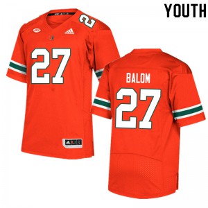 Youth Miami #27 Brian Balom Orange High School Jerseys 883746-179
