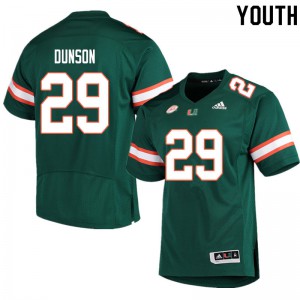 Youth Miami Hurricanes #29 Isaiah Dunson Green Stitched Jerseys 441728-687