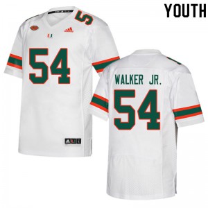 Youth Miami Hurricanes #54 Issiah Walker Jr. White High School Jersey 424105-752