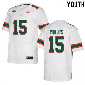 Youth Miami #15 Jaelan Phillips White University Jerseys 805735-184