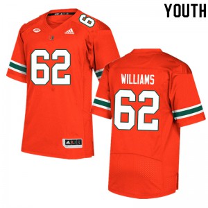 Youth Miami Hurricanes #62 Jarrid Williams Orange Official Jerseys 313560-360