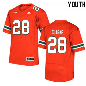 Youth Miami #28 Marcus Clarke Orange Stitched Jersey 425233-659