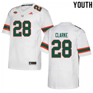 Youth Miami #28 Marcus Clarke White High School Jerseys 484873-848