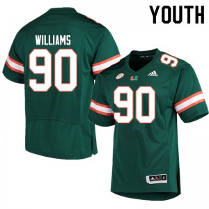 Youth Miami Hurricanes #90 Quentin Williams Green Stitch Jerseys 548496-656