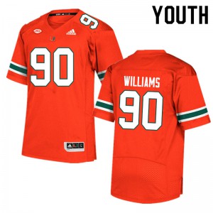 Youth Miami Hurricanes #90 Quentin Williams Orange Official Jerseys 657975-321