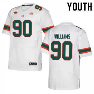 Youth University of Miami #90 Quentin Williams White NCAA Jersey 670696-487