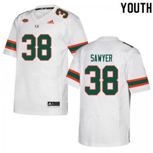 Youth Miami #38 Shane Sawyer White Embroidery Jerseys 921012-956